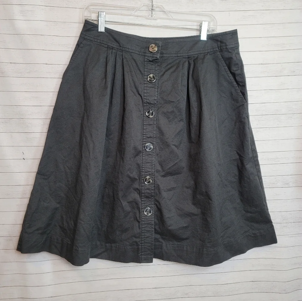TRINK TURK A LINE BUTTON FRONT BLACK PLEATED SKIRT, SZ 12